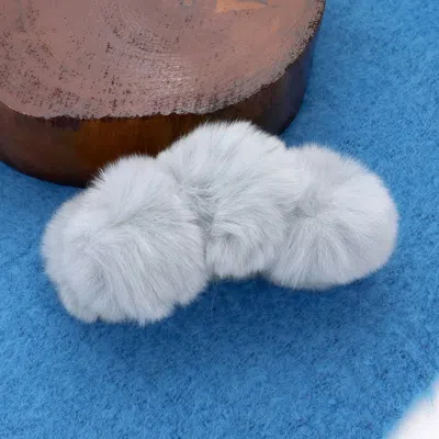 FASHNZFAB FAUX FUR TRIPLE POM POM HAIR CLAW CLIP