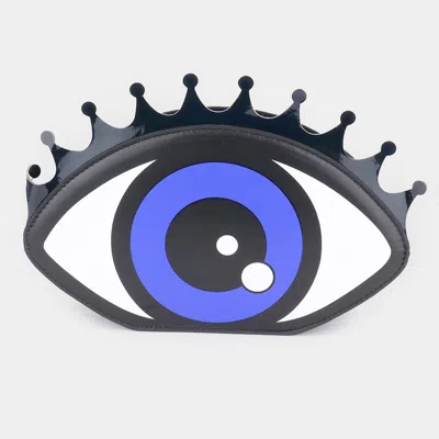 FASHNZFAB FAUX LEATHER EVIL EYE CLUTCH BAG