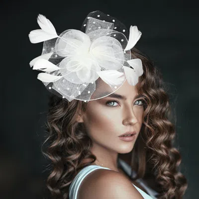 FASHNZFAB FEATHER MESH FLOWER FASCINATOR / HEADBAND