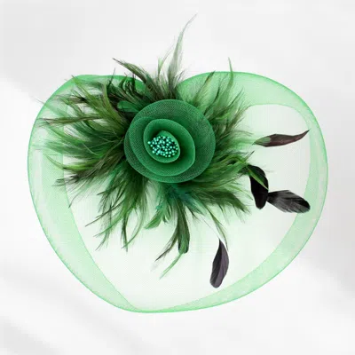 FASHNZFAB FEATHER PEARL CLUSTER MESH FLOWER FASCINATOR / HEADBAND