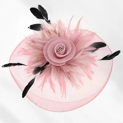 FASHNZFAB FEATHER PEARL CLUSTER MESH FLOWER FASCINATOR / HEADBAND