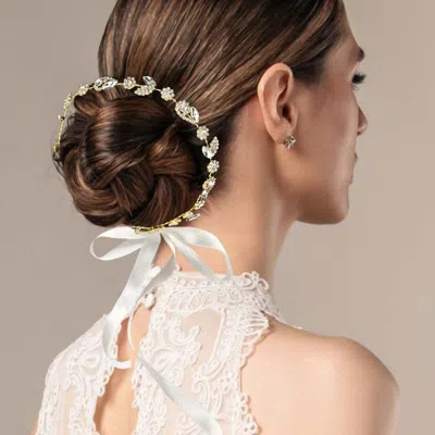 FASHNZFAB FLORAL MARQUISE STONE CLUSTER VINE BUN WRAP HEADPIECE