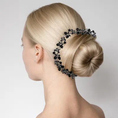 FASHNZFAB FLORAL OVAL STONE ACCENTED BUN WRAP HEADPIECE