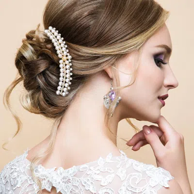 FASHNZFAB FLORAL PEARL STONE EMBELLISHED HAIR COMB