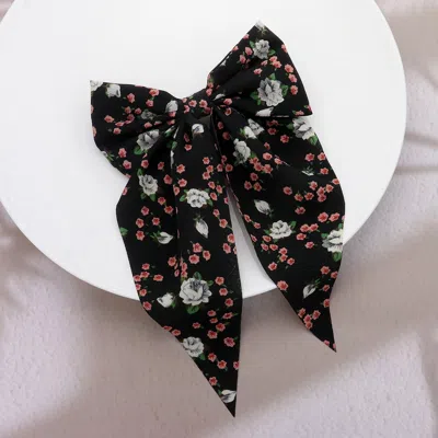 FASHNZFAB FLORAL PRINT BOW BARRETTE
