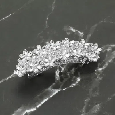 FASHNZFAB FLORAL STONE EMBELLISHED BARRETTE