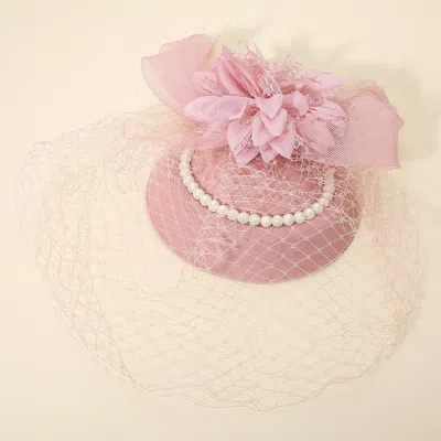 FASHNZFAB FLOWER BEAD FEATHER NETTING PEARL ACCENTED FASCINATOR / HEADBAND