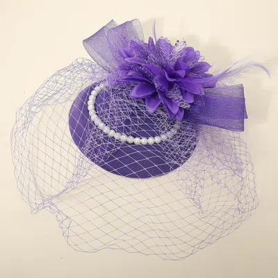 FASHNZFAB FLOWER BEAD FEATHER NETTING PEARL ACCENTED FASCINATOR / HEADBAND