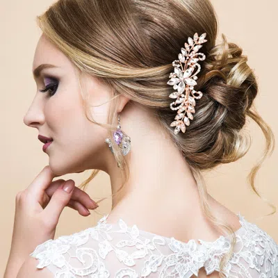 FASHNZFAB FLOWER CENTERED LEAF CLUSTER HAIR COMB