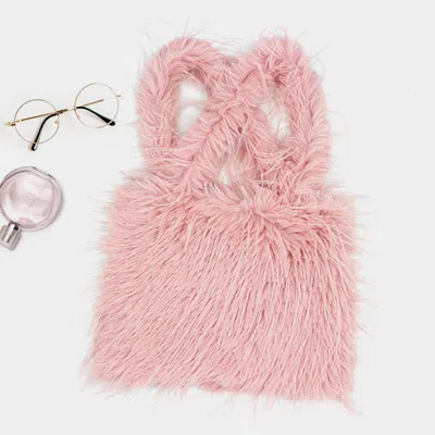 FASHNZFAB FURRY FAUX FUR TOTE BAG