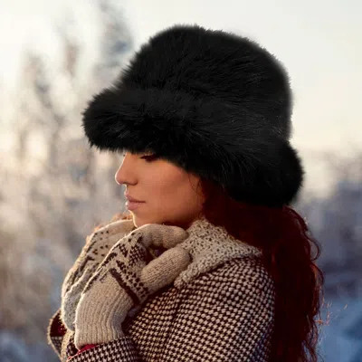 FASHNZFAB FUZZY FAUX FUR BUCKET HAT