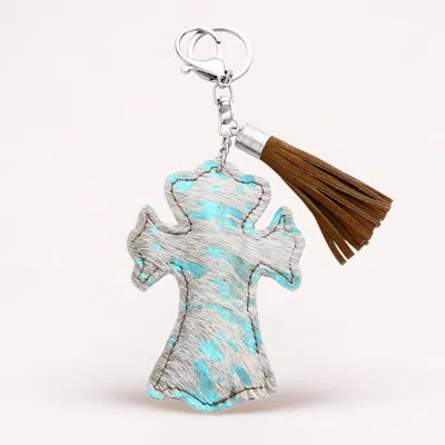 FASHNZFAB GENUINE FUR CALF CROSS TASSEL KEYCHAIN / BAG CHARM