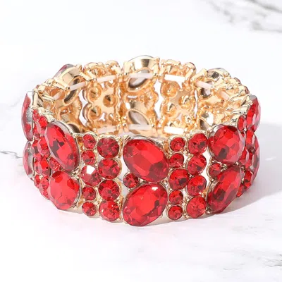 FASHNZFAB GLASS CRYSTAL OVAL ROUND STRETCH EVENING BRACELET