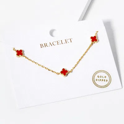 FASHNZFAB GOLD DIPPED TRIPLE QUATREFOIL LINK BRACELET