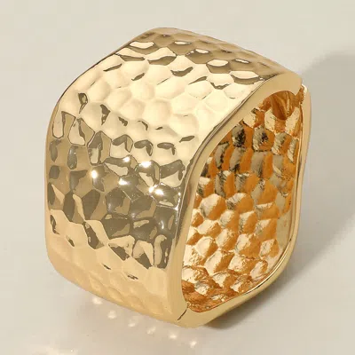 FASHNZFAB HAMMERED METAL WIDE HINGED BANGLE BRACELET