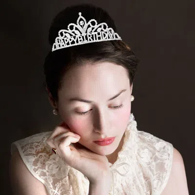FASHNZFAB HAPPY BIRTHDAY MESSAGE RHINESTONE PRINCESS TIARA