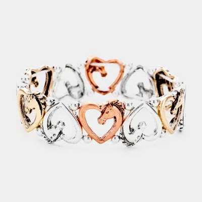 FASHNZFAB HEART DETAILED METAL STRETCH BRACELET
