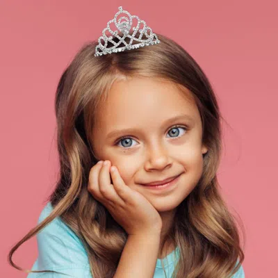 FASHNZFAB INTRICATE OPENWORK RHINESTONE PAVED PRINCESS CROWN MINI TIARA