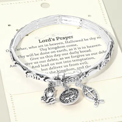 FASHNZFAB LORDS PRAYER MESSAGE RELIGIOUS CHARM STRETCH BRACELET