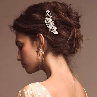 FASHNZFAB MARQUISE CZ STONE ACCENTED LEAF VINE HAIR COMB