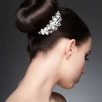 FASHNZFAB MARQUISE CZ STONE CLUSTER FLOWER VINE HAIR COMB