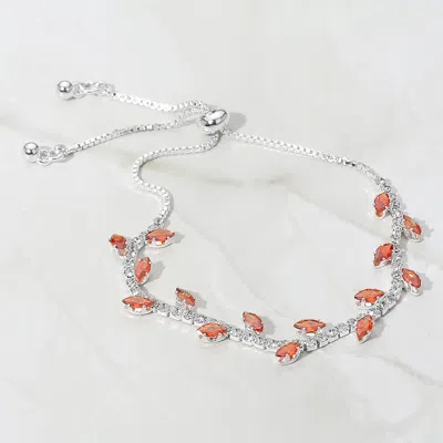 FASHNZFAB MARQUISE CZ STONE CLUSTER POINTED LEAF VINE ADJUSTABLE CINCH PULL TIE BRACELET