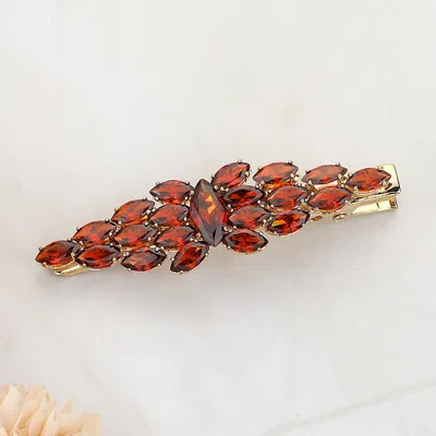 FASHNZFAB MARQUISE CZ STONE EMBELLISHED ALLIGATOR SNAP HAIR CLIP