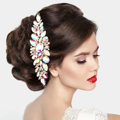 FASHNZFAB MARQUISE OVAL STONE CLUSTER HAIR COMB