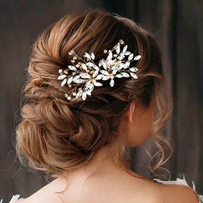 FASHNZFAB MARQUISE RHINESTONE EMBELLISHED HAIR COMB
