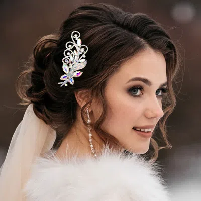 FASHNZFAB MARQUISE STONE ACCENTED BUTTERFLY HAIR COMB