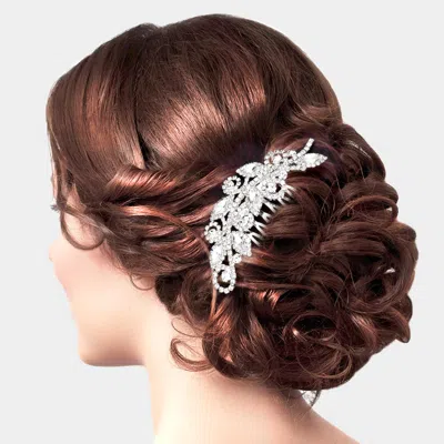 FASHNZFAB MARQUISE STONE ACCENTED RHINESTONE HAIR COMB