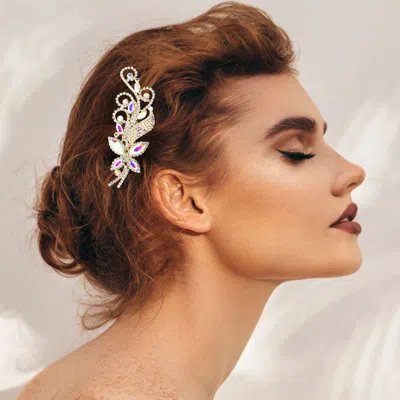 FASHNZFAB MARQUISE STONE CLUSTER BUTTERFLY RHINESTONE PAVED HAIR COMB