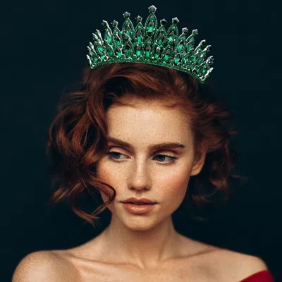 FASHNZFAB MARQUISE STONE CLUSTER PRINCESS TIARA