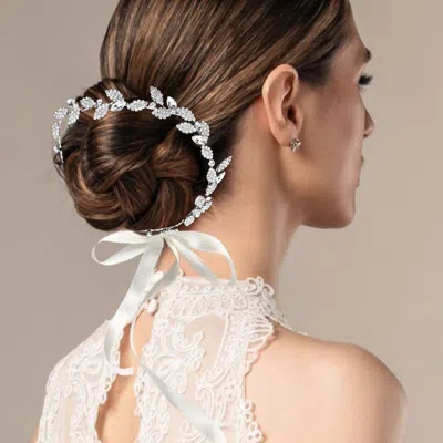 FASHNZFAB MARQUISE STONE CLUSTER VINE BUN WRAP HEADPIECE