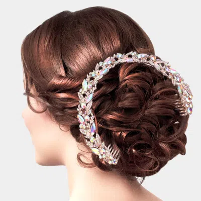 FASHNZFAB MARQUISE STONE LEAF CLUSTER BUN HAIR COMB