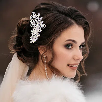 FASHNZFAB MARQUISE STONE POINTED FLOWER HAIR COMB