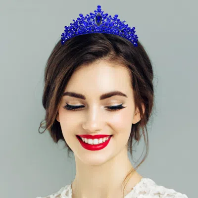 FASHNZFAB MARQUISE STONE POINTED RHINESTONE EMBELLISHED PRINCESS TIARA