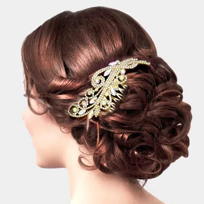 FASHNZFAB MARQUISE STONE SPROUT RHINESTONE HAIR COMB