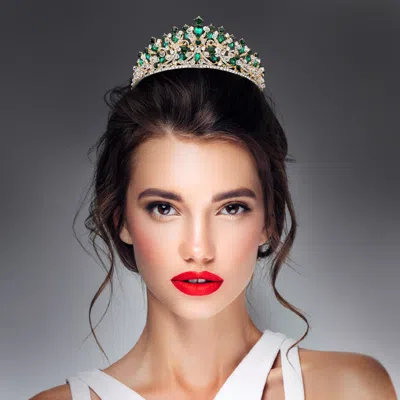 FASHNZFAB MARQUISE TEARDROP ROUND STONE CLUSTER EMBELLISHED PAGEANT PRINCESS TIARA