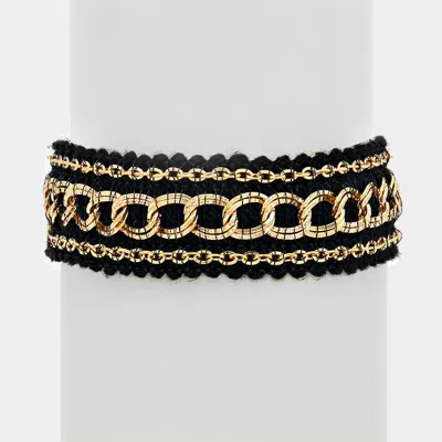 FASHNZFAB METAL CHAIN KNIT BRACELET