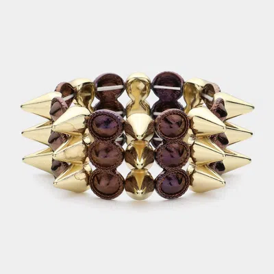 FASHNZFAB METAL CONE STUD STRETCH BRACELET