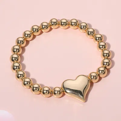 FASHNZFAB METAL HEART POINTED BALL STRETCH BRACELET