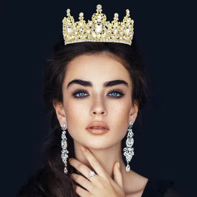 FASHNZFAB MULTI STONE CLUSTER CROWN TIARA