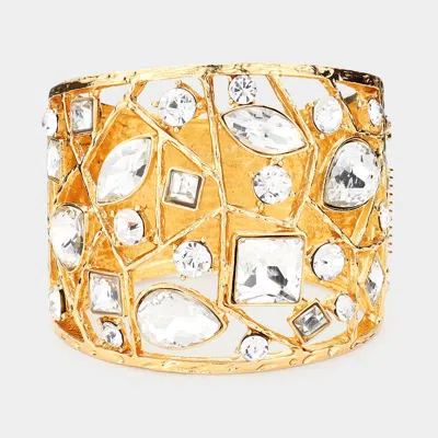 FASHNZFAB MULTI STONE EMBELLISHED HINGED BRACELET