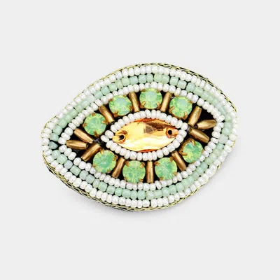 FASHNZFAB MULTI STRAND BEADED GLASS CRYSTAL BARRETTE