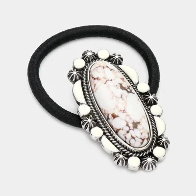 FASHNZFAB OVAL NATURAL STONE STRETCH HAIRBAND