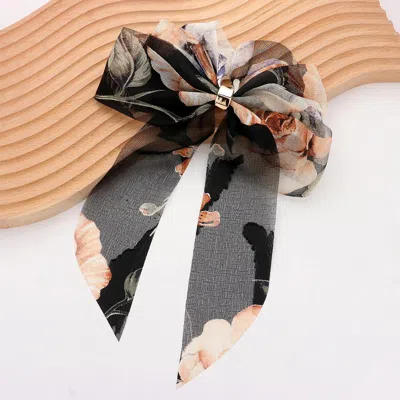 FASHNZFAB OVERSIZED SHEER FLORAL PRINT BOW BARRETTE