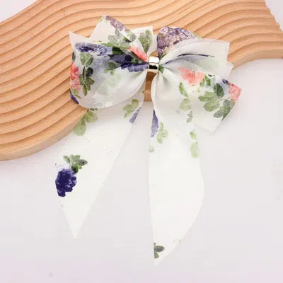 FASHNZFAB OVERSIZED SHEER FLORAL PRINT BOW BARRETTE