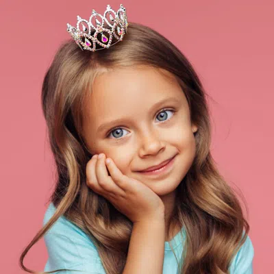 FASHNZFAB PAVE CRYSTAL RHINESTONE TEARDROP DANGLE MINI CROWN TIARA