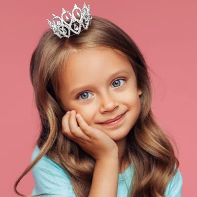 FASHNZFAB PAVE CRYSTAL RHINESTONE TEARDROP DANGLE MINI CROWN TIARA